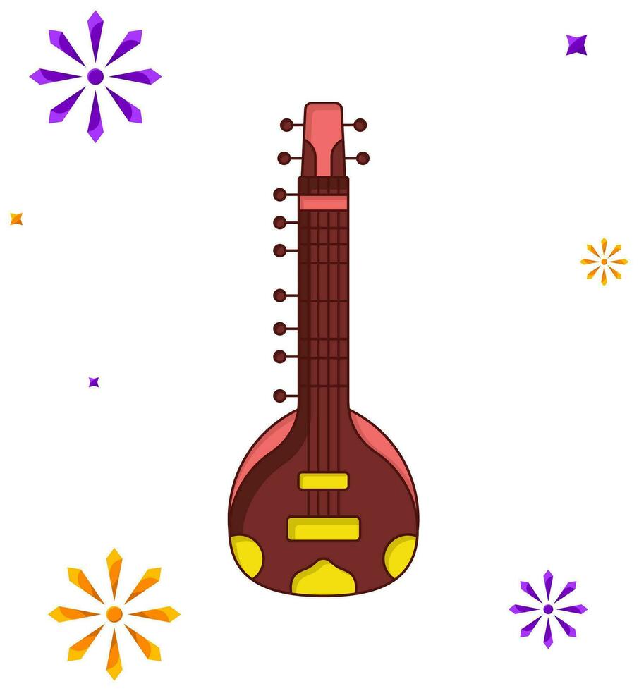 tanpura instrumento ícone dentro plano estilo. vetor