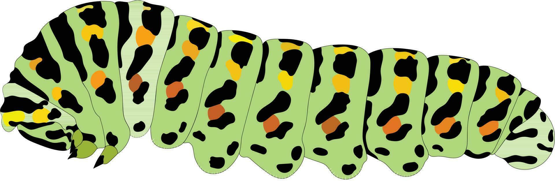 verde lagarta com amarelo, Preto e Castanho pontos vetor