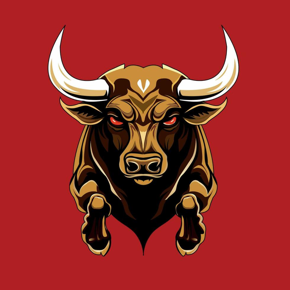 touro com chifres logotipo mascote ilustração vetor