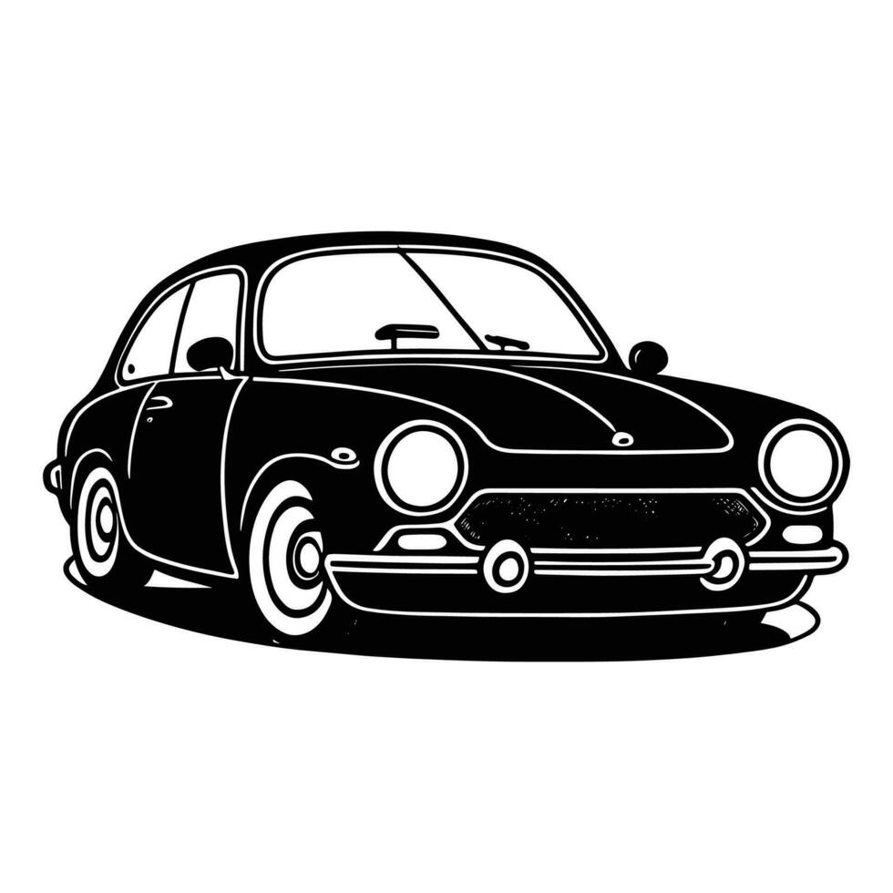 isto é s uma vetor carro clipart, carro vetor silhueta, uma Preto e branco carro em a estrada vetor linha arte.