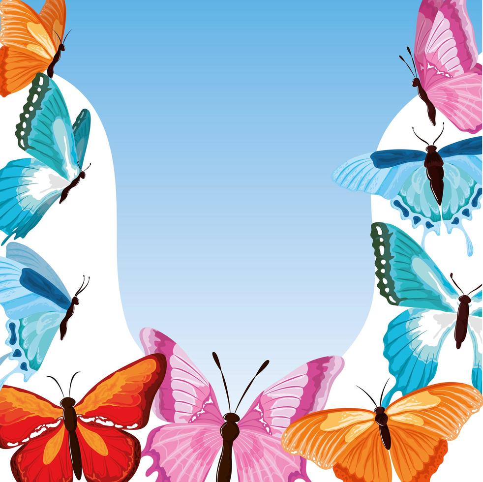 lindo banner de borboletas vetor