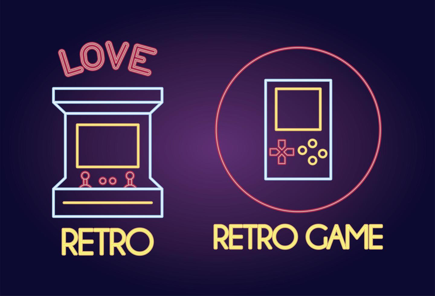 ícone de estilo neon de consoles de videogame vetor