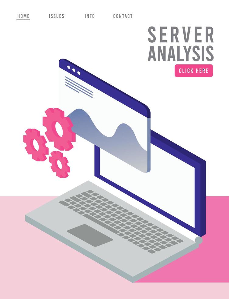 tecnologia de análise de dados com laptop e modelo de página da web vetor