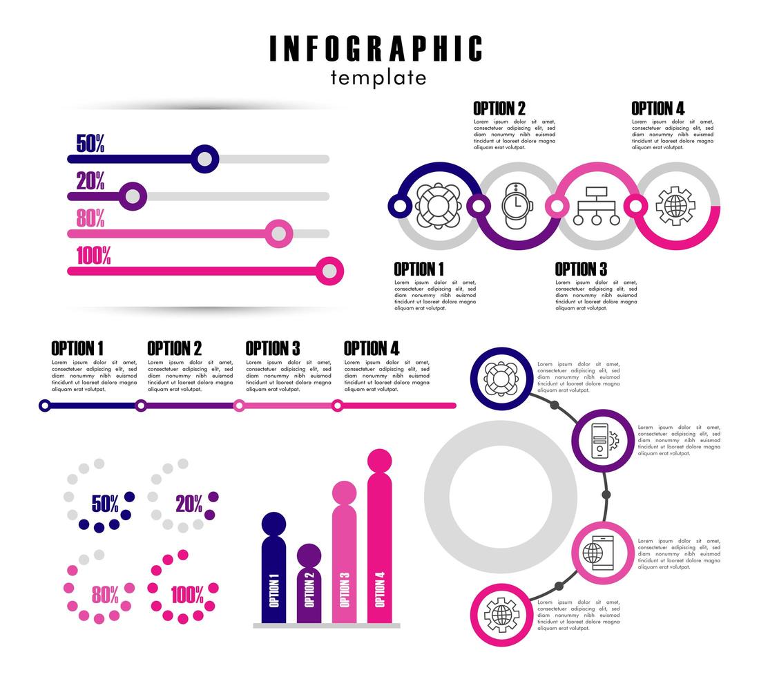 modelo de infográfico com estatísticas em fundo branco vetor