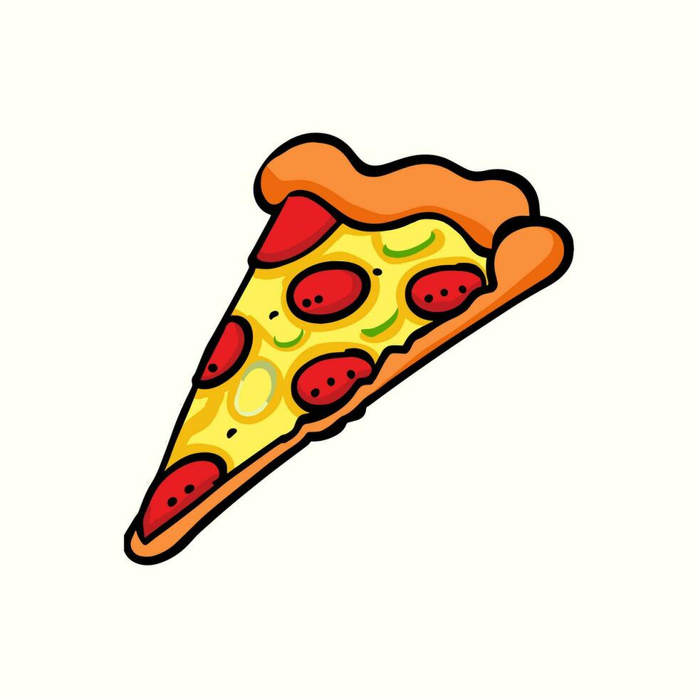 fatia do pizza vetor ilustração dentro desenho animado estilo. velozes Comida conceito isolado vetor. plano pizza ilustração