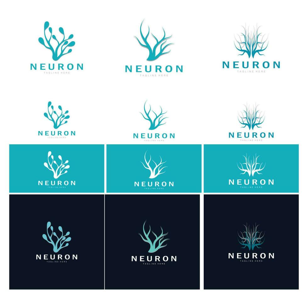 neurônio, algas ou nervo célula logotipo designmolécula logotipo ilustração modelo ícone com vetor conceito