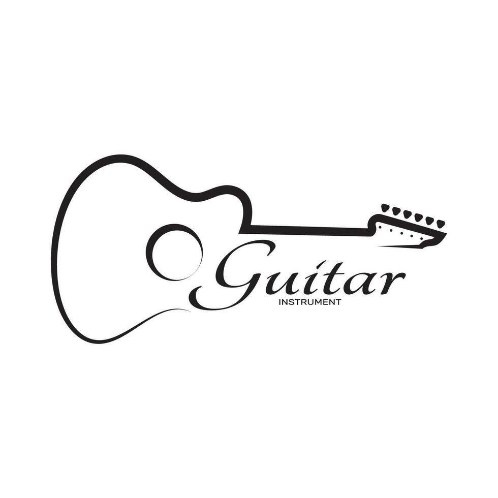 simples musical guitarra instrumento logotipo, para guitarra comprar, música instrumento loja, orquestra, guitarra lições, aplicativos, jogos, música estúdio, vetor