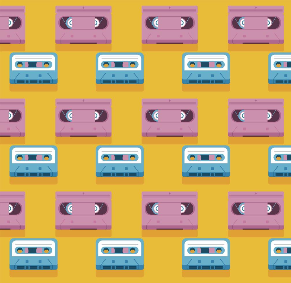 cassete de música estilo retro disco azul e rosa vetor