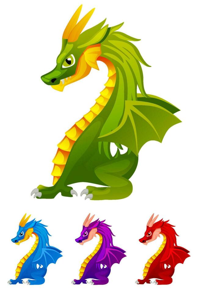 colori dragões em a branco fundo. símbolo Novo ano 2024 vetor