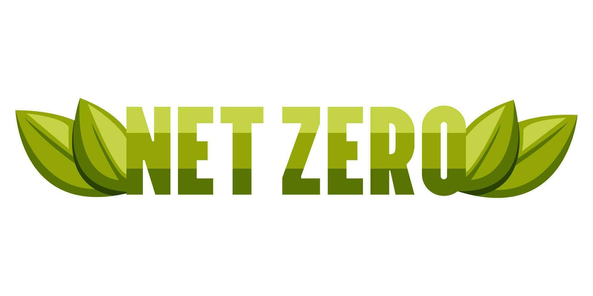internet zero, texto com folhas, co2 neutro, verde vetor ilustração. eco amigáveis isolado placa. carbono emissões livre, não ar atmosfera poluição industrial Produção