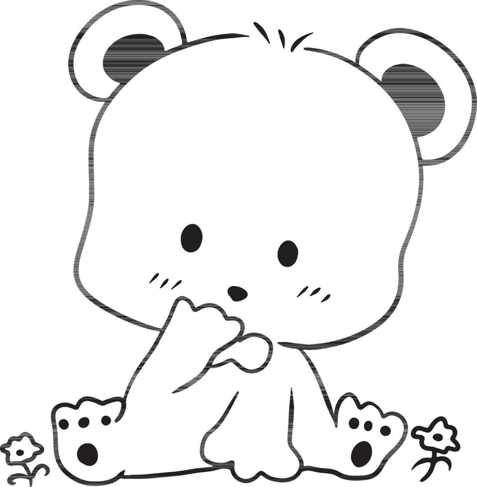 Urso desenho animado rabisco kawaii animê coloração página fofa ilustração desenhando grampo arte personagem chibi mangá quadrinho vetor