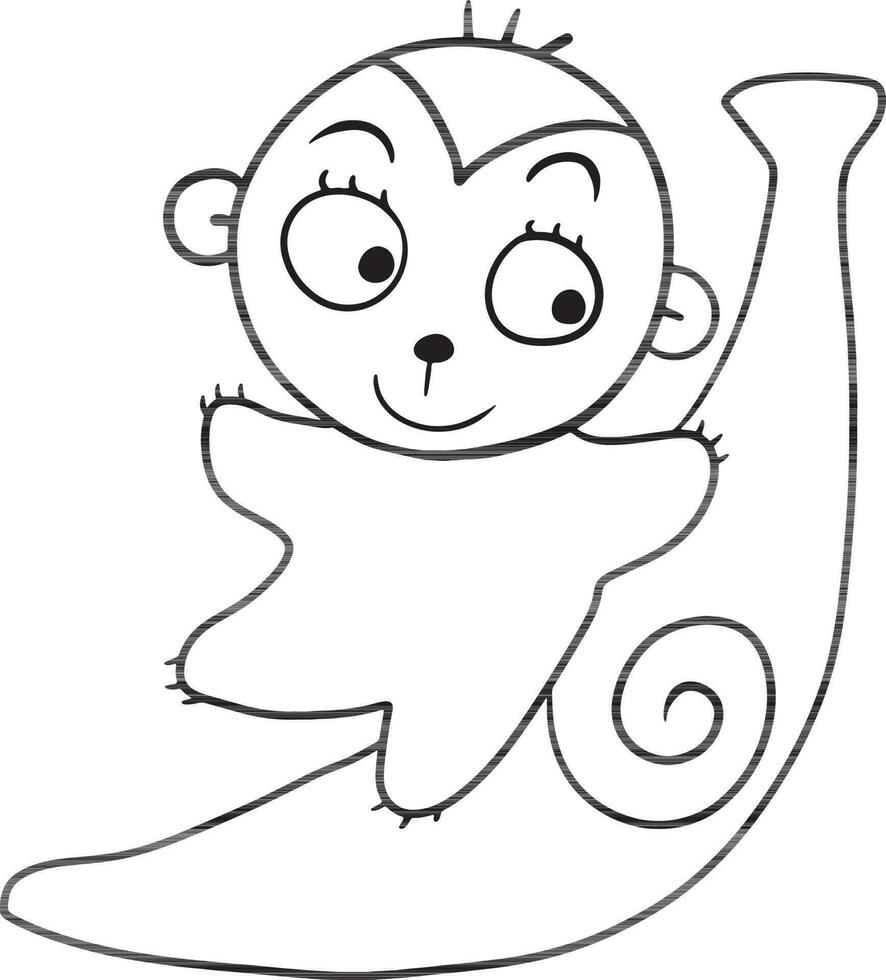 macaco desenho animado rabisco kawaii animê coloração página fofa ilustração desenhando grampo arte personagem chibi mangá quadrinho vetor