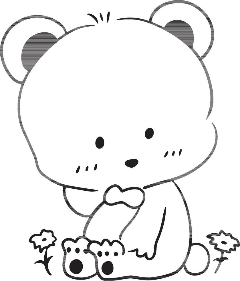 Urso desenho animado rabisco kawaii animê coloração página fofa ilustração desenhando grampo arte personagem chibi mangá quadrinho vetor