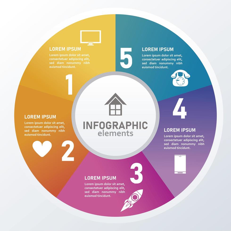 etapas de infográficos de estatísticas com números e círculo em fundo cinza vetor