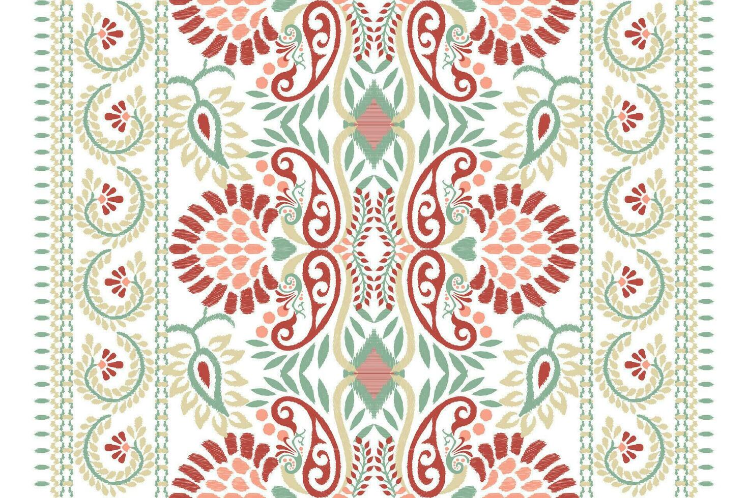 ikat floral paisley bordado em branco plano de fundo.ikat étnico oriental padronizar tradicional.asteca estilo abstrato vetor ilustração.design para textura,tecido,vestuário,embrulho,decoração,cachecol,imprimir