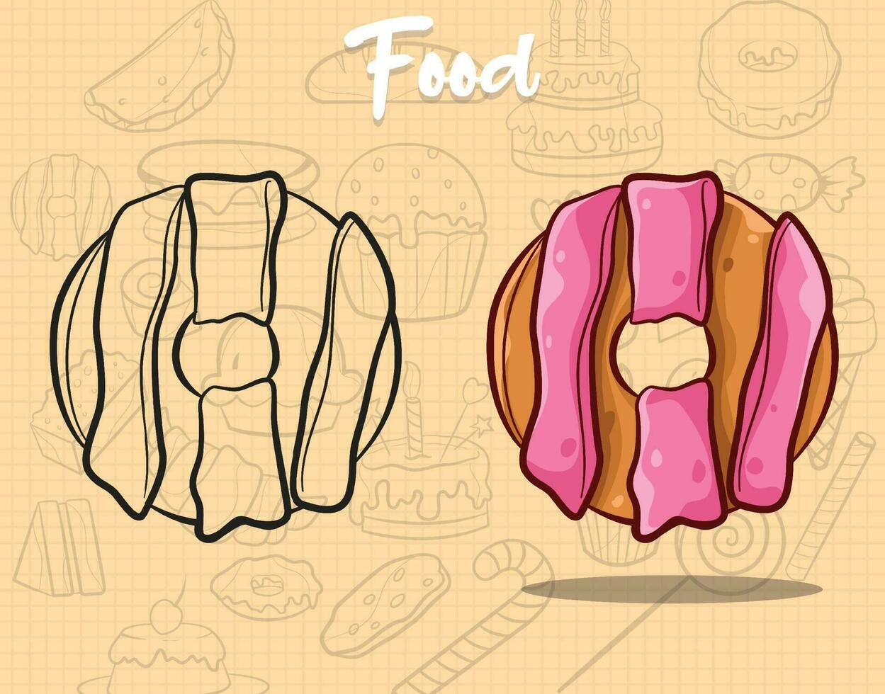 desenho animado estilo rosquinhas bolo arte ilustração vetor