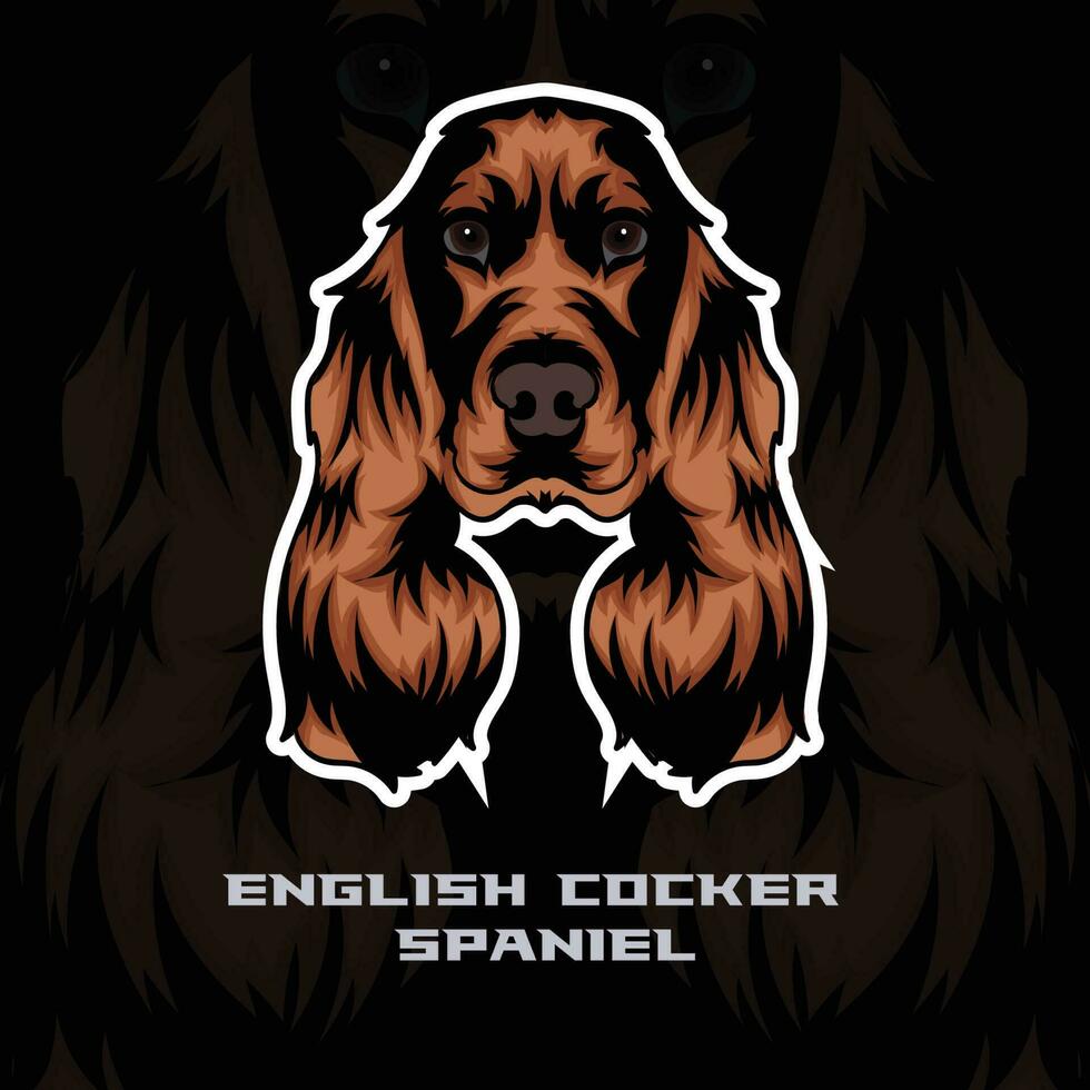 Inglês Cocker spaniel cachorro face vetor estoque ilustração, cachorro mascote logotipo, cachorro face logotipo vetor