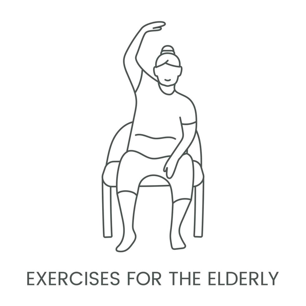 exercícios para a idoso, vetor linha ícone.