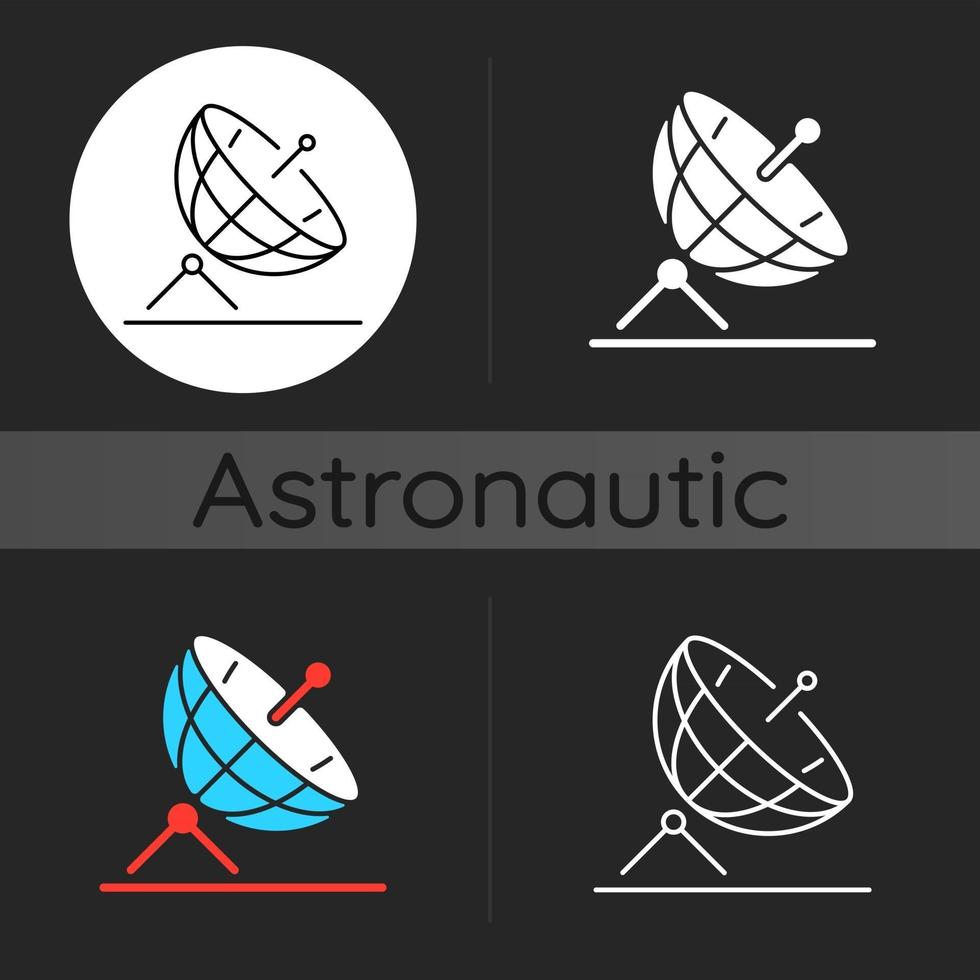 ícone de tema escuro de antena de satélite vetor