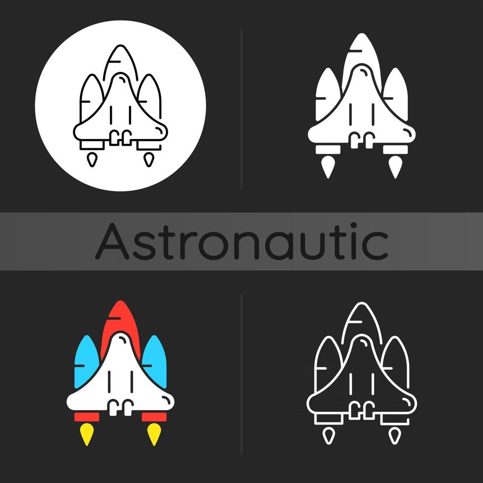 ícone de tema escuro do ônibus espacial vetor