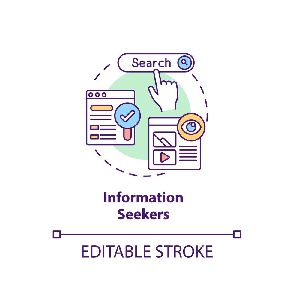 ícone do conceito de buscadores de informações vetor