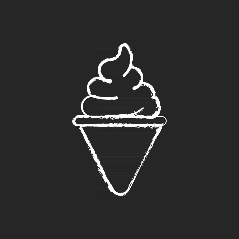 cone de sorvete giz ícone branco sobre fundo preto vetor