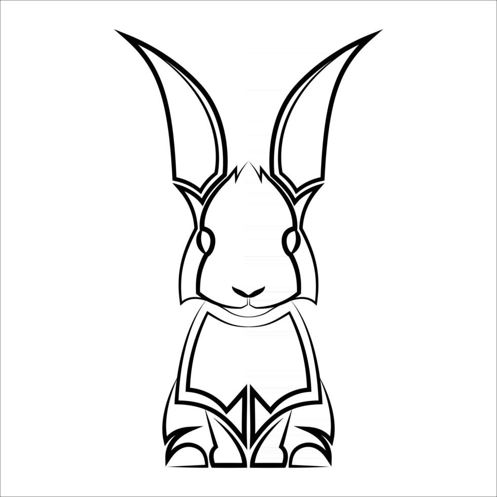 arte de linha preto e branco de coelho bom uso para símbolo mascote ícone avatar tatuagem logotipo de design de camiseta ou qualquer design que você quiser vetor