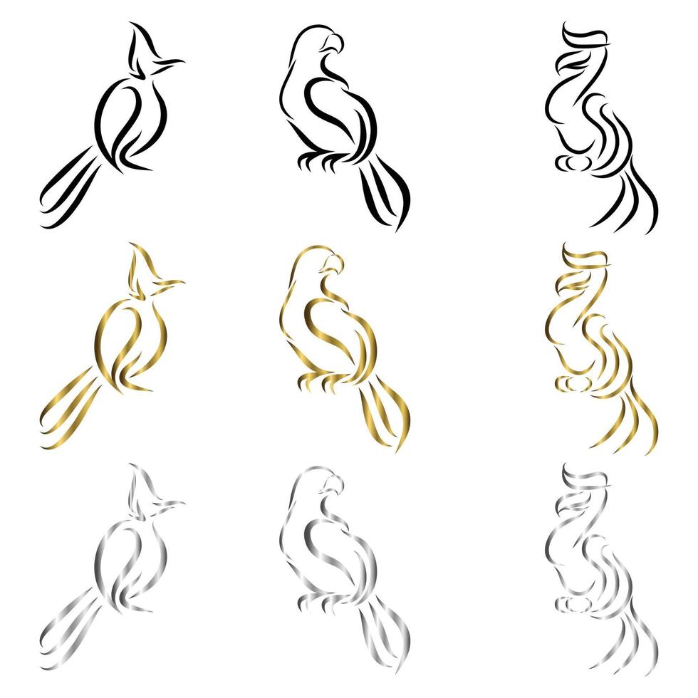 conjunto de logotipo de vetor de arte vetorial de pássaro empoleirado em um galho pode ser usado como logotipo ou itens decorativos