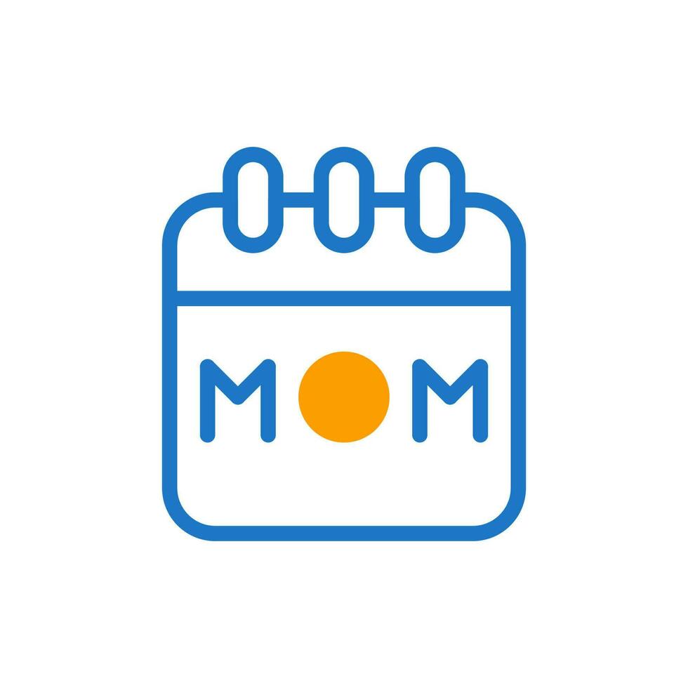 calendário mãe ícone duotônico azul orangotango cor mãe dia símbolo ilustração. vetor