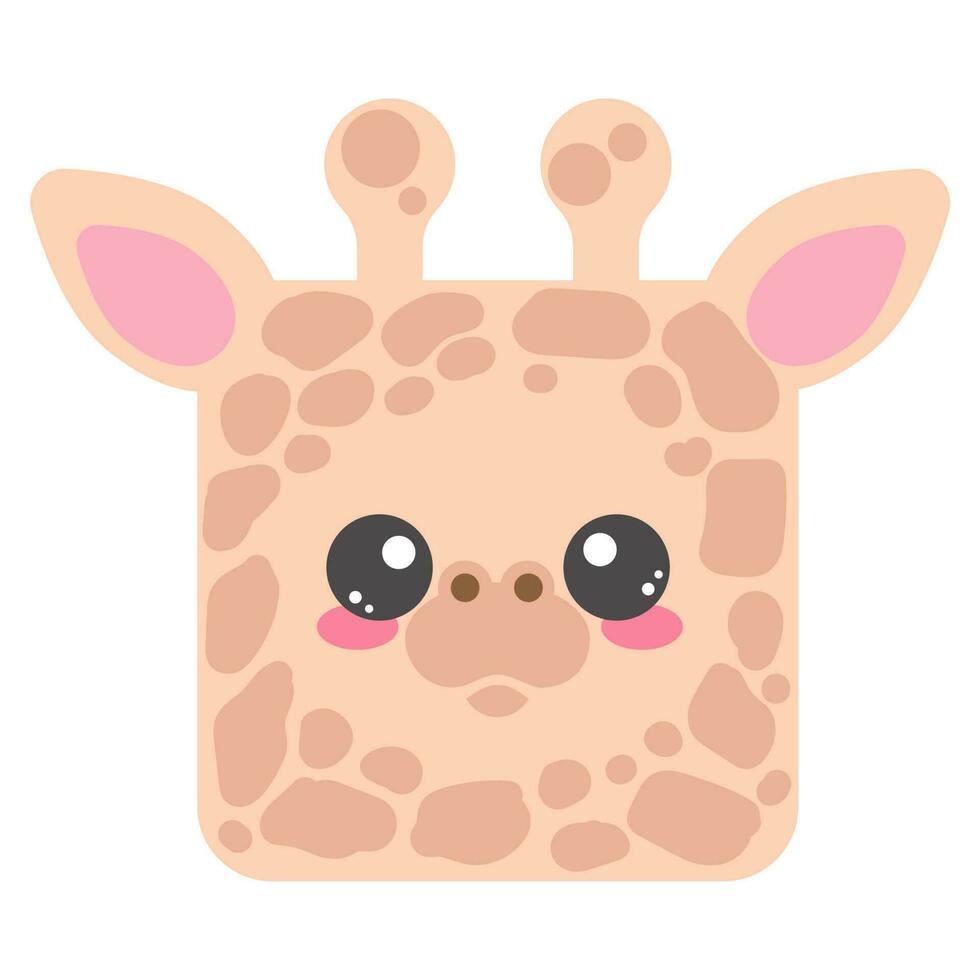 fofa quadrado girafa face. desenho animado cabeça do animal personagem. mínimo simples Projeto. vetor ilustração