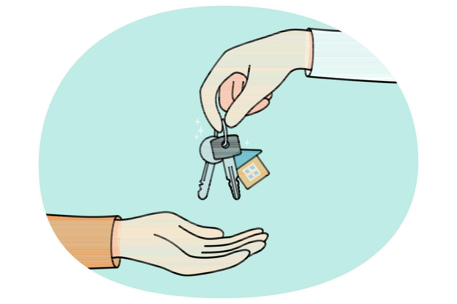 corretor de imóveis dar chaves para cliente comprador vetor