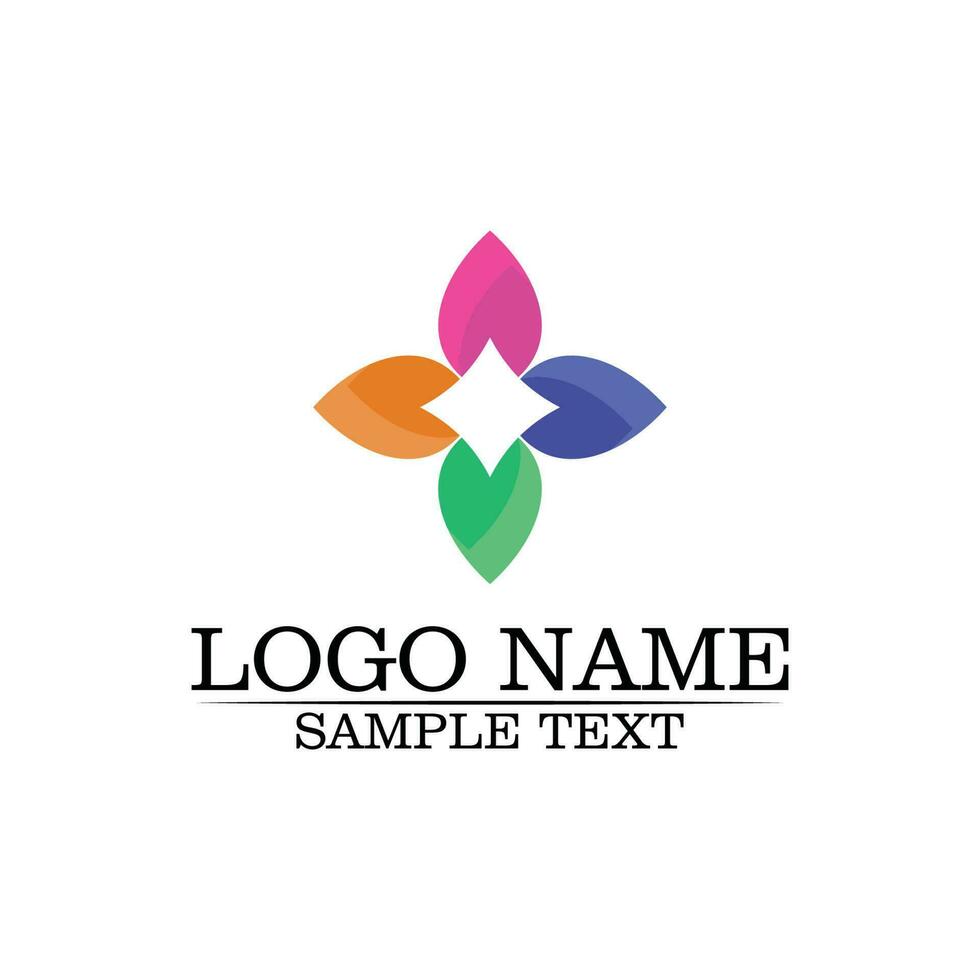 ícone de modelo de logotipo de design de flores de vetor de beleza