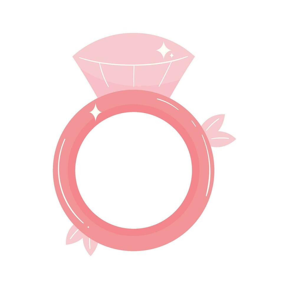 Rosa noivado anel com diamante vetor