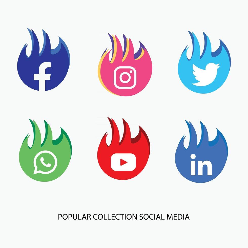 coleção popular mídia social coleção de ícones de mídia social moderna vetor