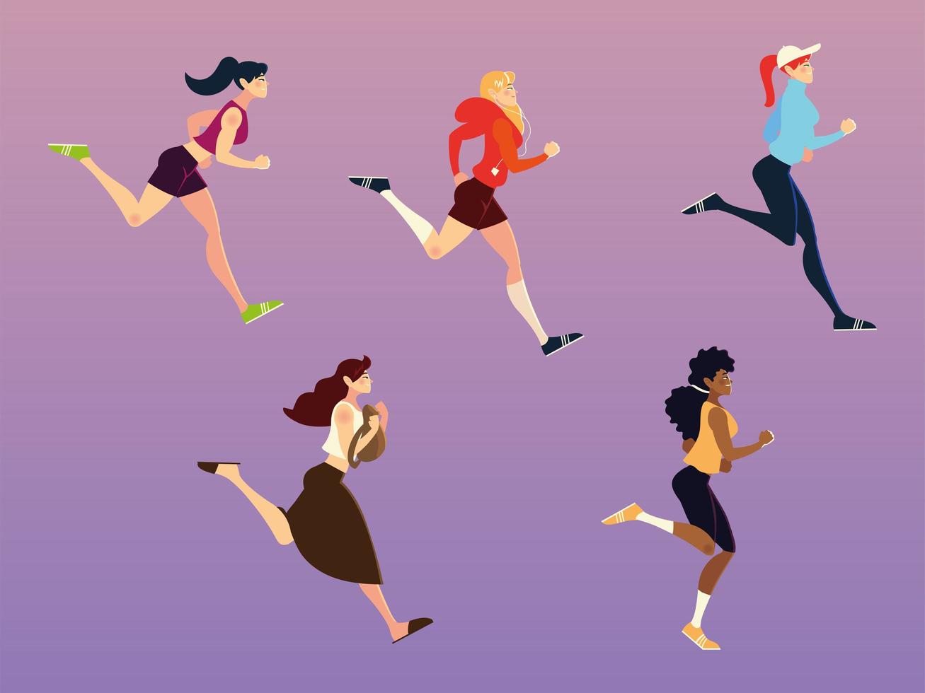 correndo mulheres realizando esportes e outras atividades vetor