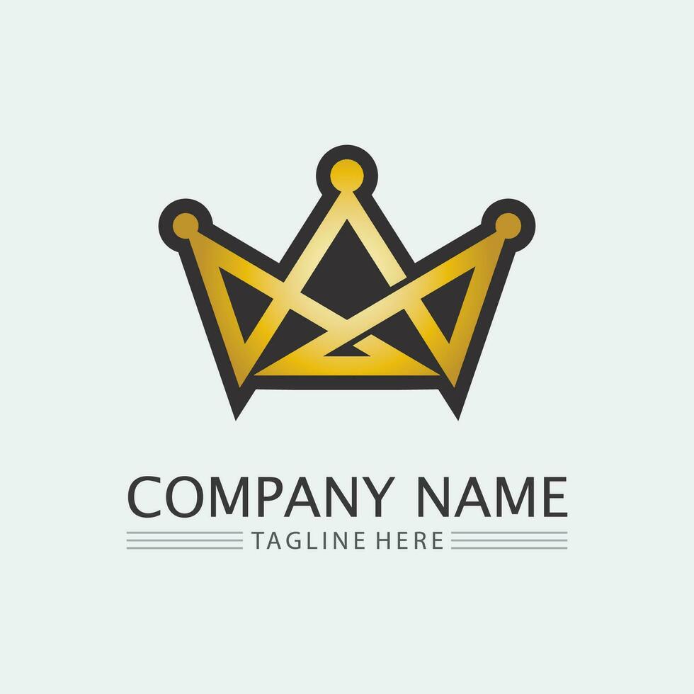 coroa logotipo e rainha, rei logotipo designtemplate vetor ilustração