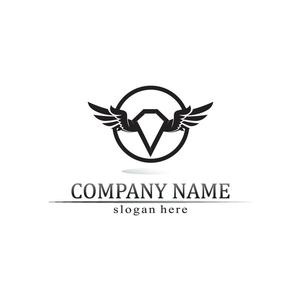 asas logotipo o negócio e Projeto animal asas vetor velozes pássaro símbolo ícone mosca