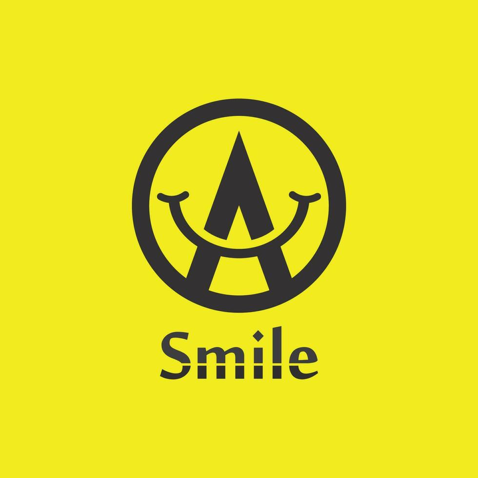 ícone de sorriso, sorriso, design de vetor de logotipo negócios de emoticons felizes, design engraçado e felicidade de emoji de vetor