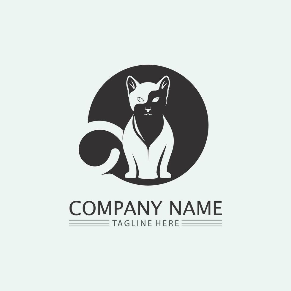 logotipo do gato e vetor ícone animal pegada gatinho malhado logotipo cão símbolo personagem de desenho animado sinal ilustração doodle design