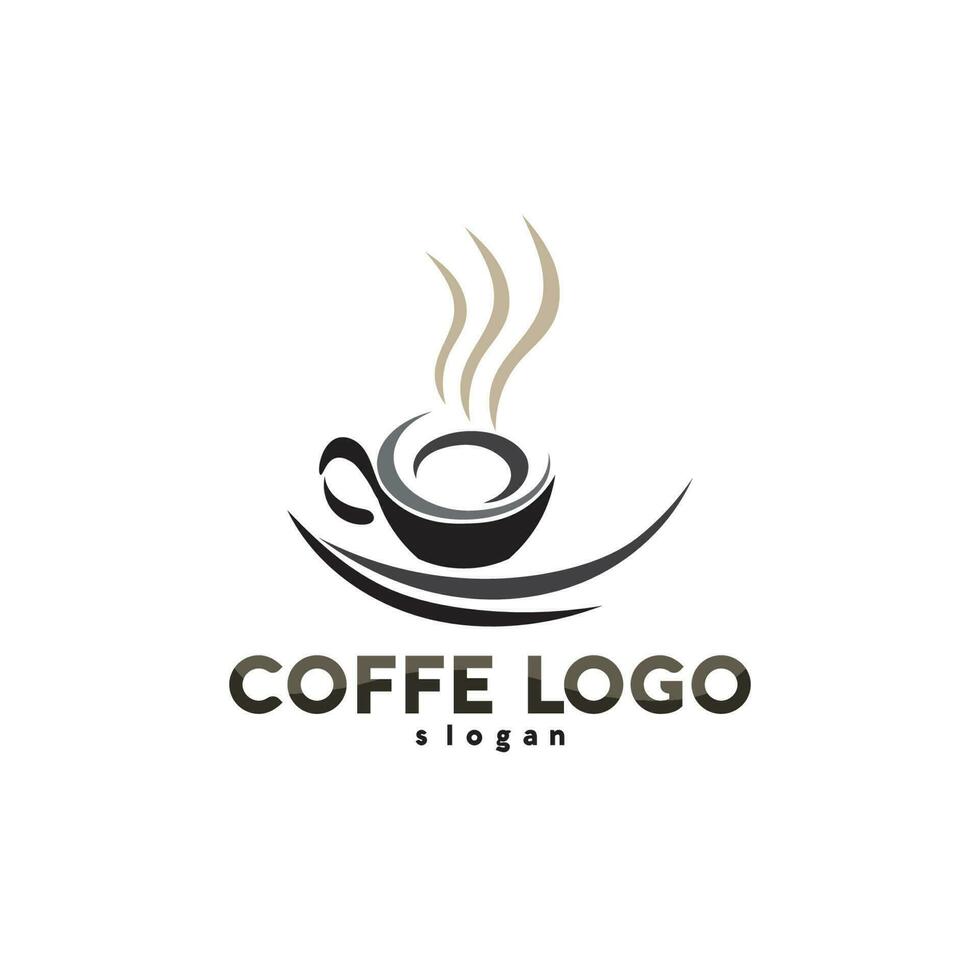 xícara de café logotipo modelo vetor ícone design e café preto