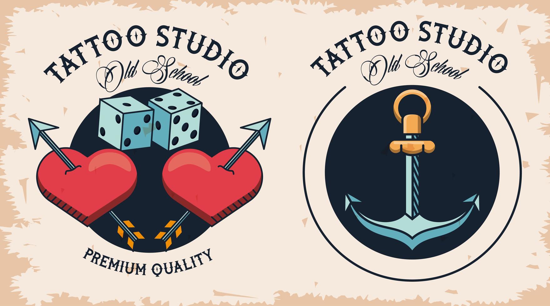 par de tatuagens artísticas de imagens de estúdio vetor