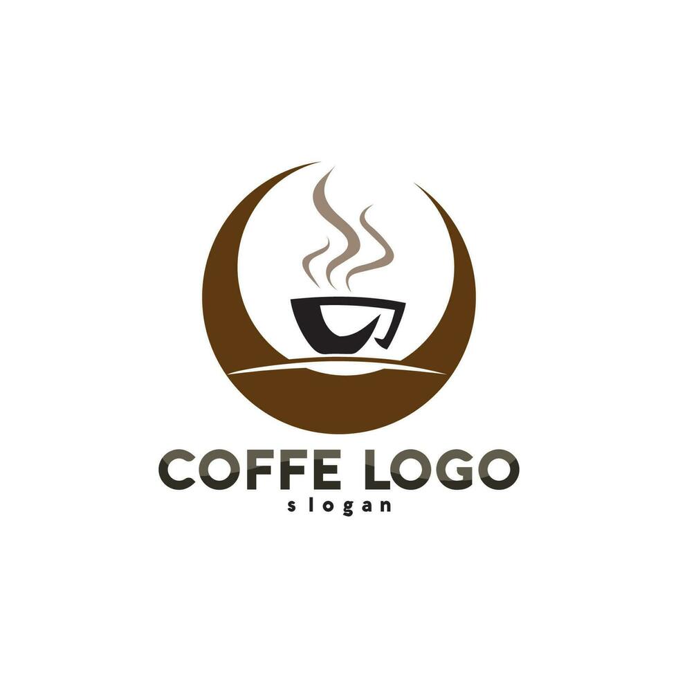 xícara de café logotipo modelo vetor ícone design e café preto