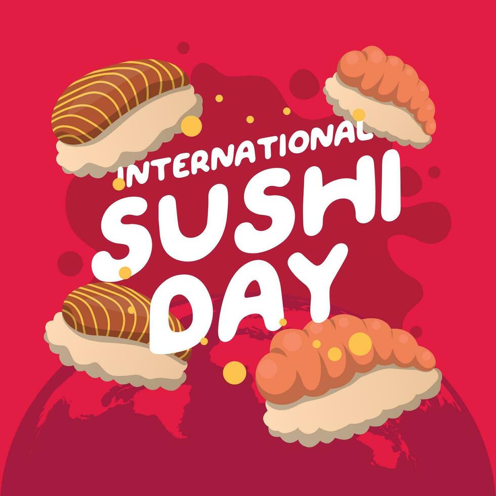 internacional Sushi dia Projeto modelo para celebração. Sushi vetor ilustração. Sushi rolos. internacional Sushi dia.