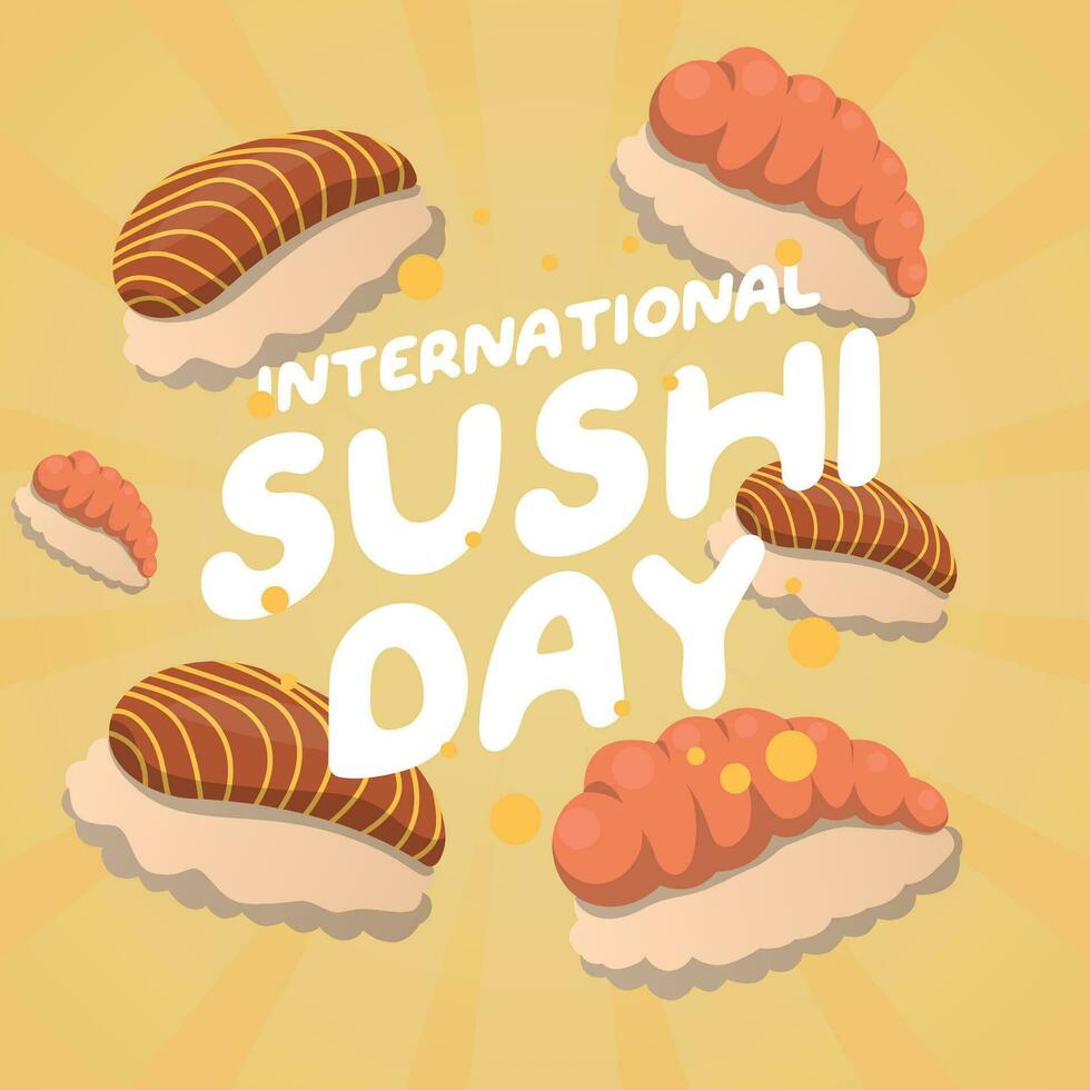 internacional Sushi dia Projeto modelo para celebração. Sushi vetor ilustração. Sushi rolos. internacional Sushi dia.