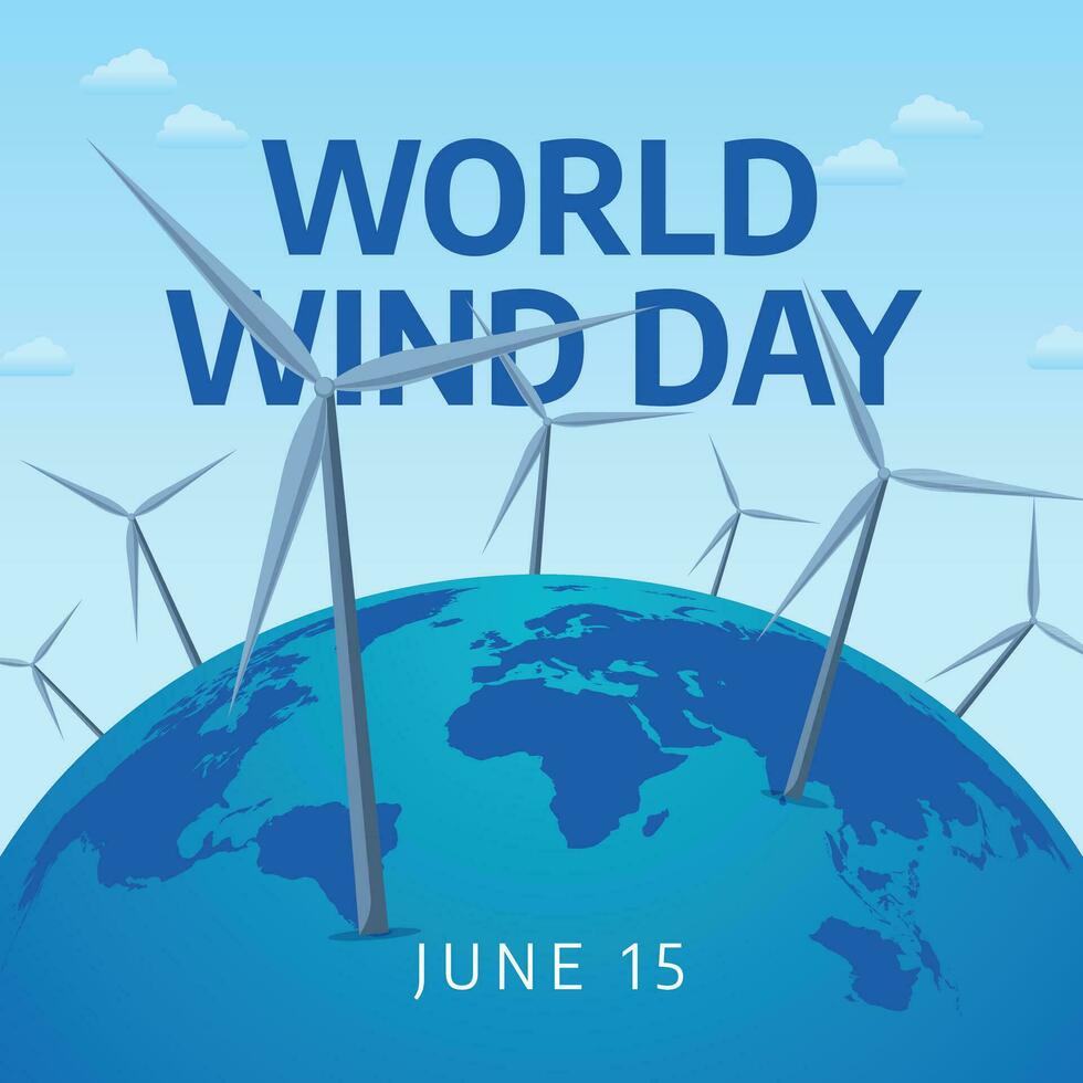 mundo vento dia Projeto modelo para celebração. mundo vento dia vetor Projeto. turbina vetor ilustração.
