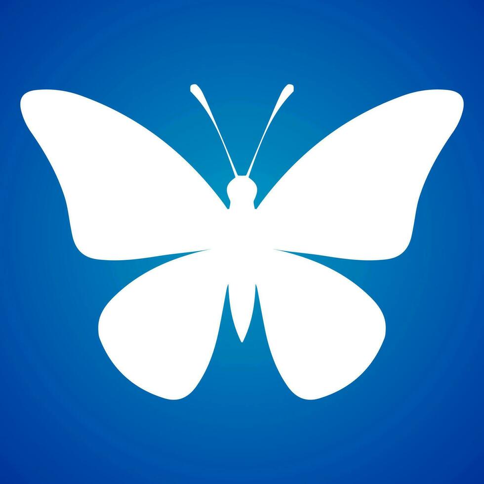 borboleta ícone branco isolado em azul fundo. vetor ilustração.