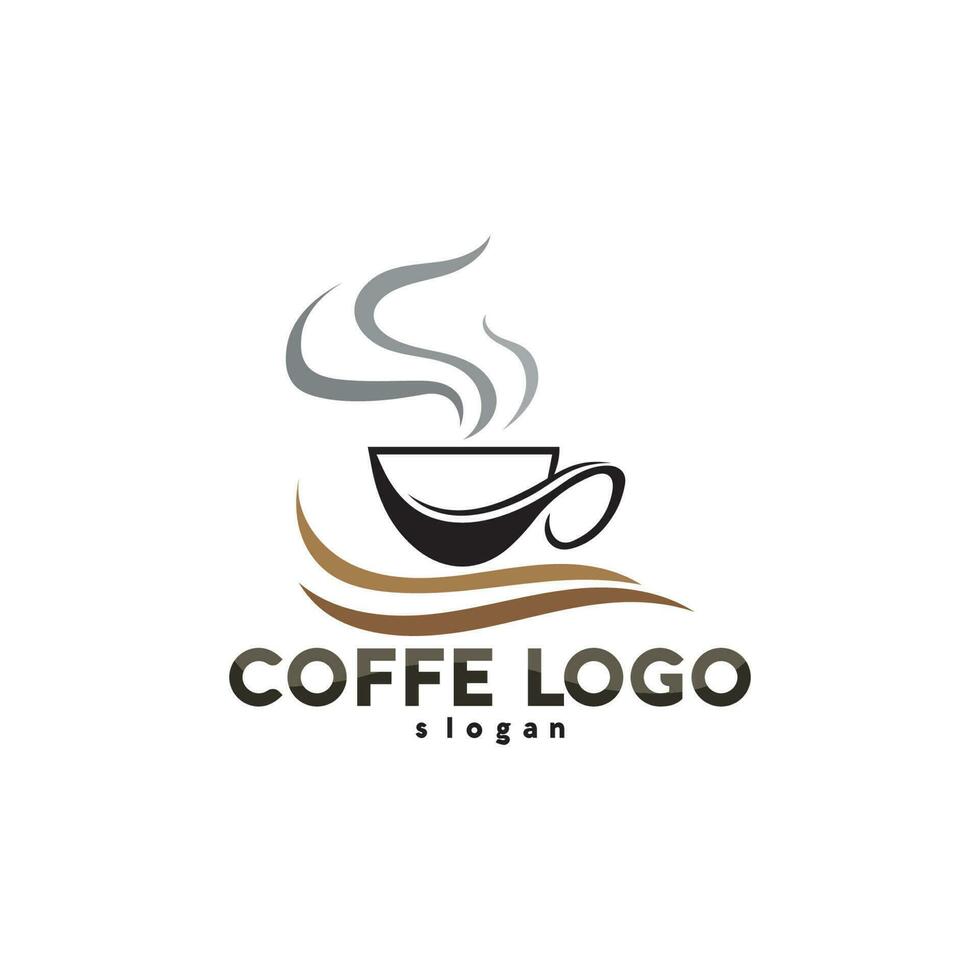 xícara de café logotipo modelo vetor ícone design e café preto