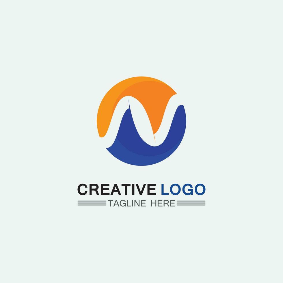 n fonte do logotipo empresa logotipo negócio e letra inicial n desenho vetor e letra para logotipo