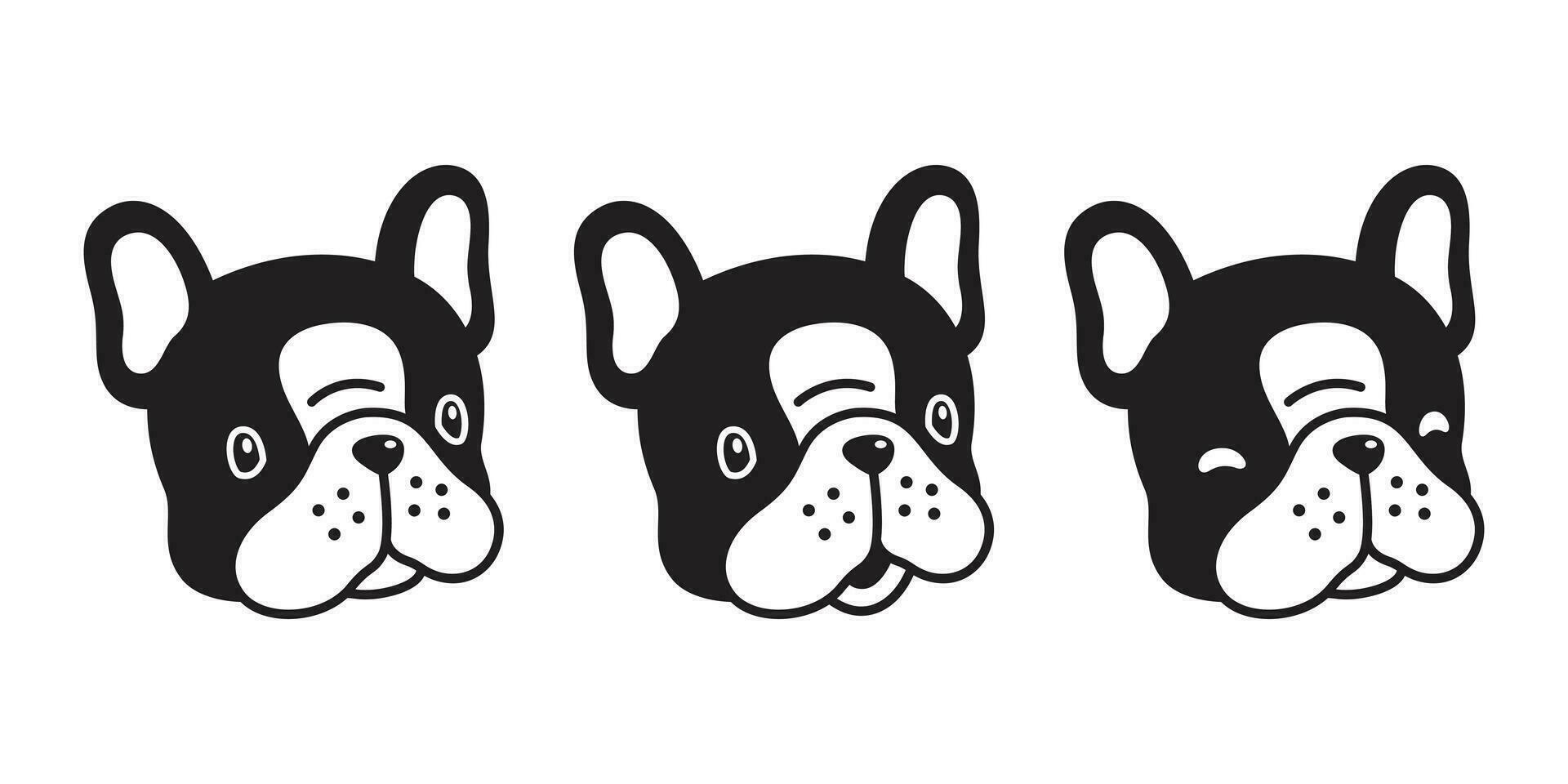 cachorro vetor francês buldogue ícone desenho animado personagem cachorro cabeça logotipo ilustração Preto