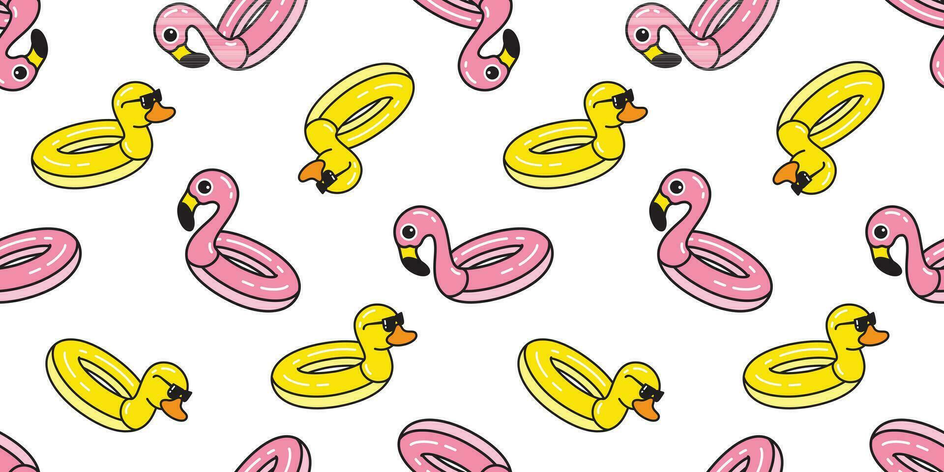 Pato flamingo desatado padronizar vetor natação anel piscina de praia exótico pássaro tropical verão cachecol isolado repetir papel de parede telha fundo desenho animado ilustração